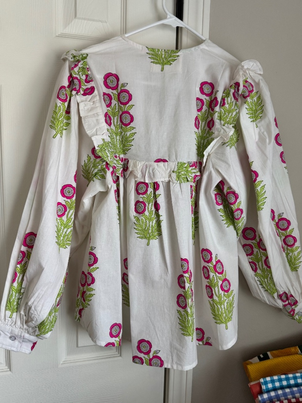 NWT, SZ BLOCKPRINTS, HAND BLOCKED/PRINTED, DARLING CLOVER TOP IN HOT PINK - Picture 16 of 16